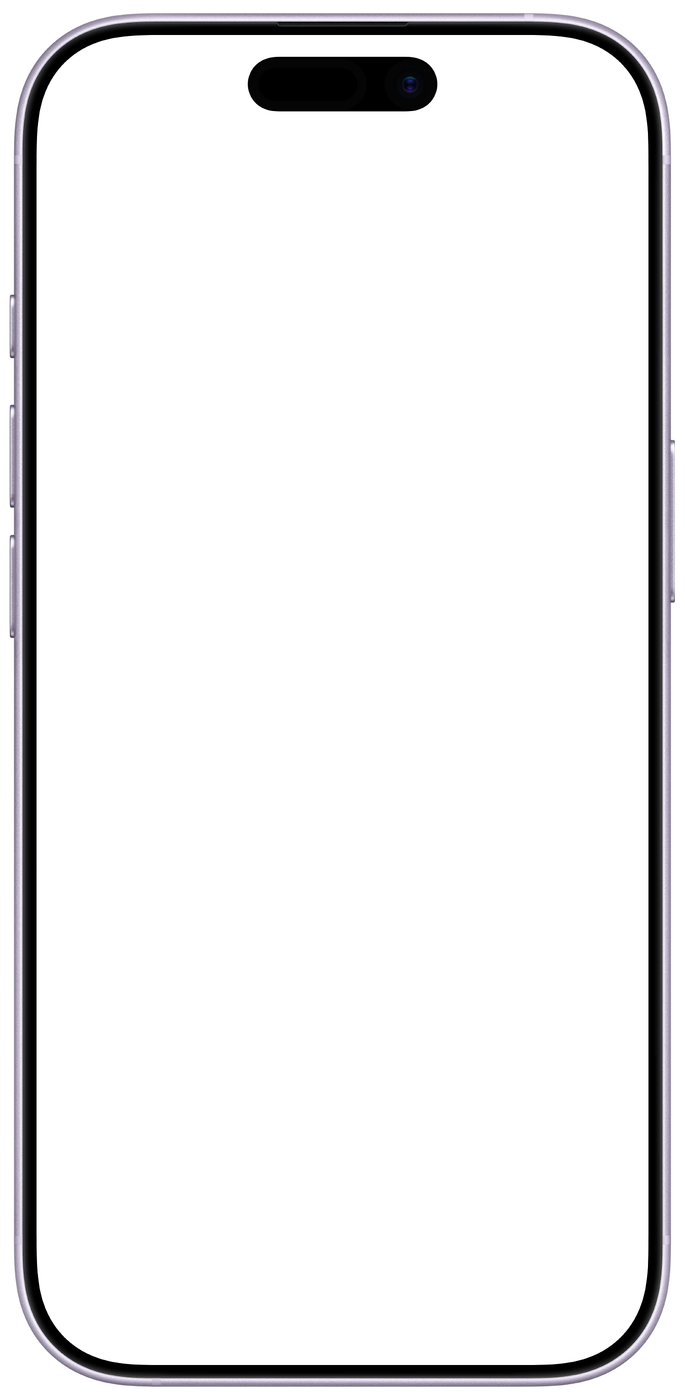 iPhone 17 Lavender device frame, empty and transparent
