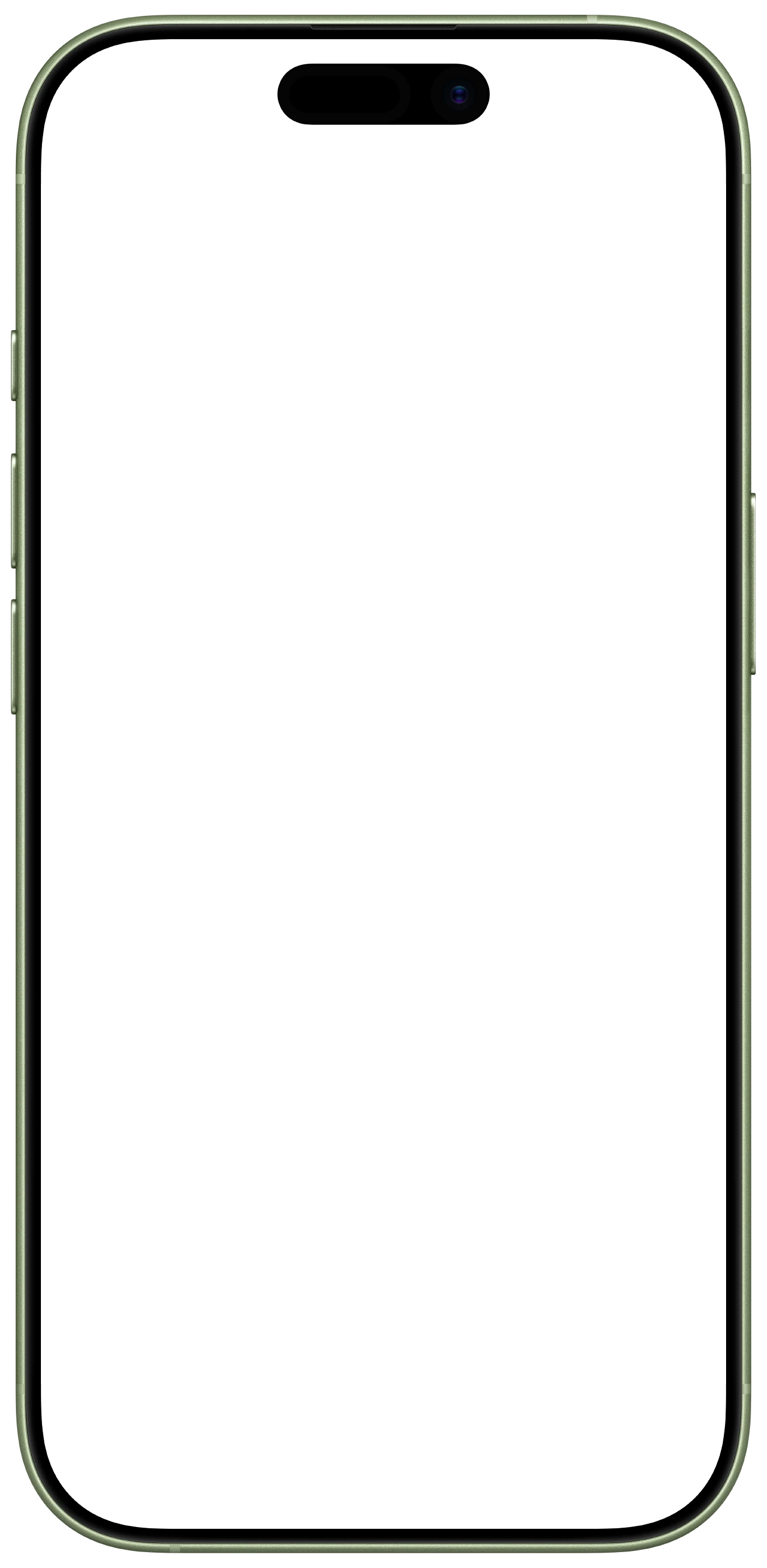 iPhone 17 Sage device frame, empty and transparent
