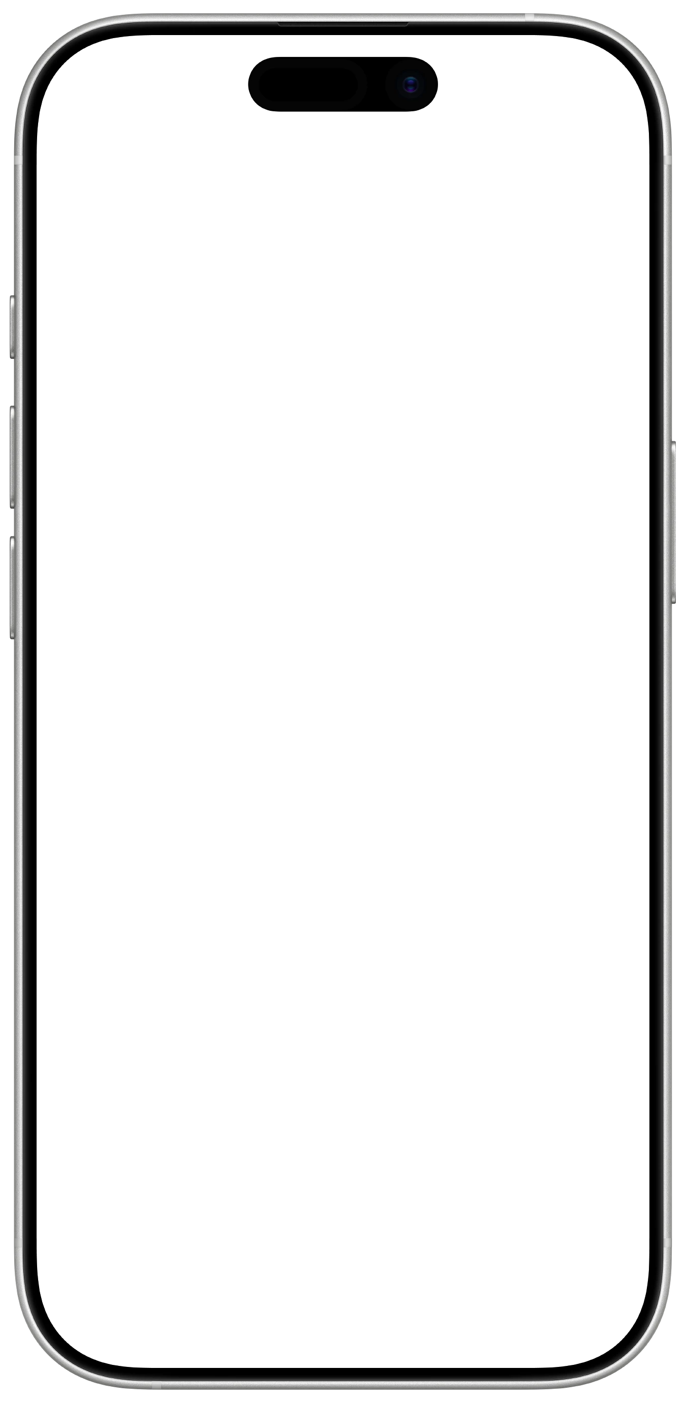 iPhone 17 White device frame, empty and transparent