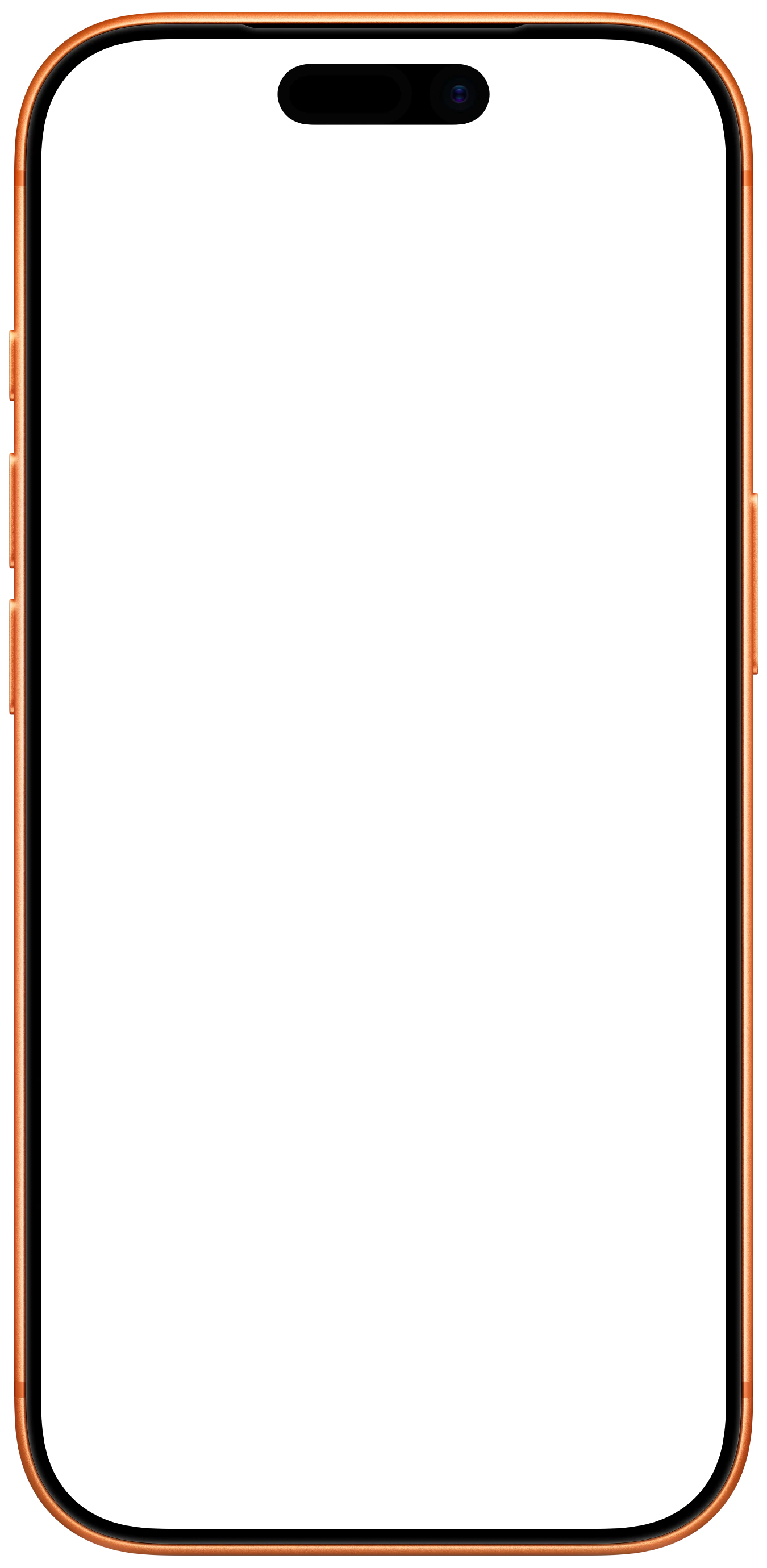 iPhone 17 Pro Cosmic Orange device frame, empty and transparent