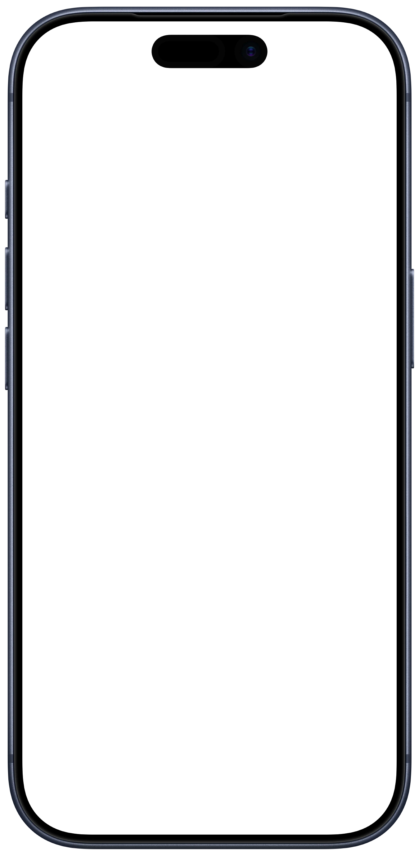 iPhone 17 Pro Deep Blue device frame, empty and transparent