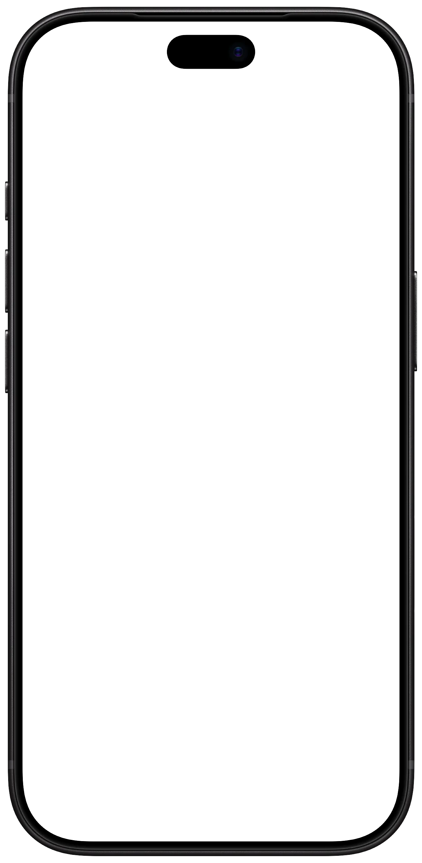 iPhone 18 Pro Black device frame, empty and transparent