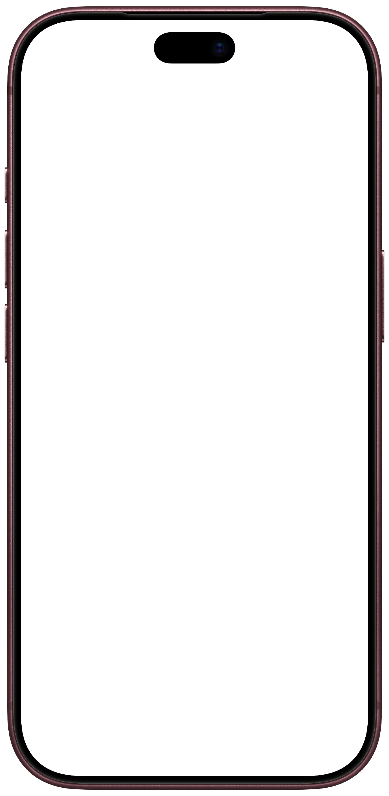 iPhone 18 Pro Burgundy device frame, empty and transparent