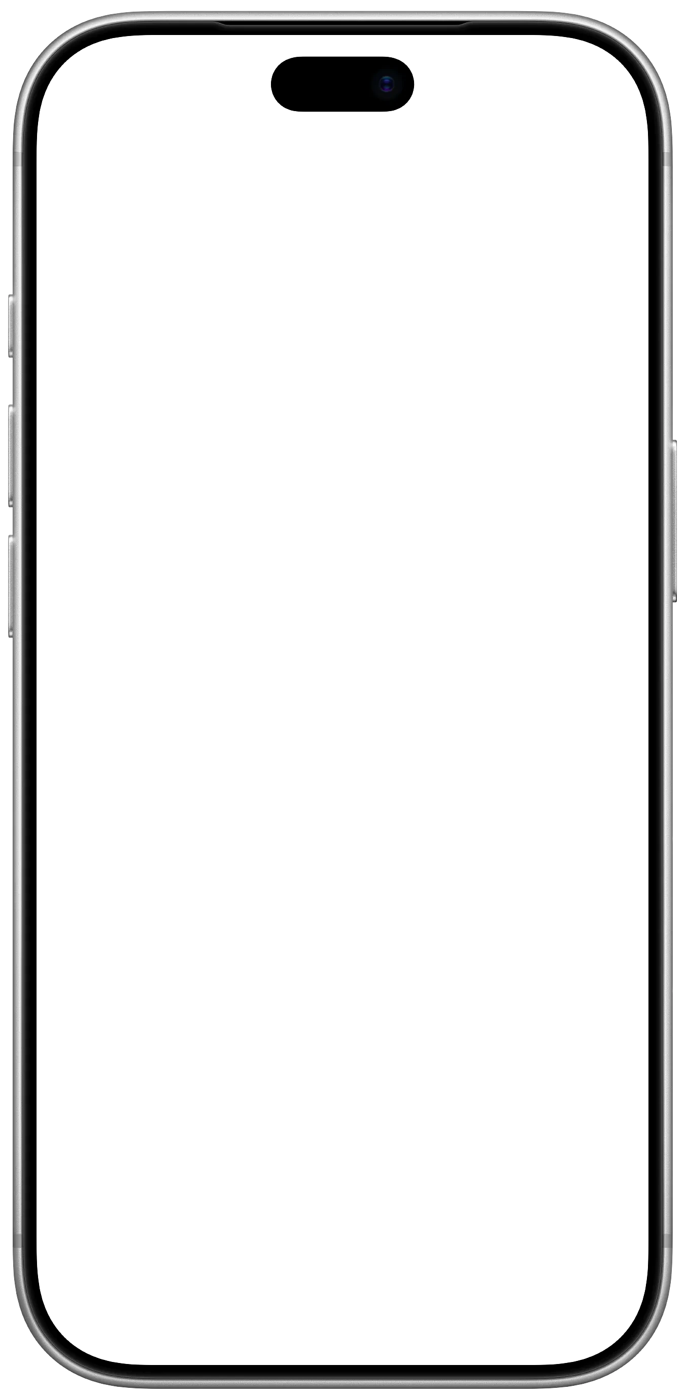 iPhone 18 Pro Silver device frame, empty and transparent
