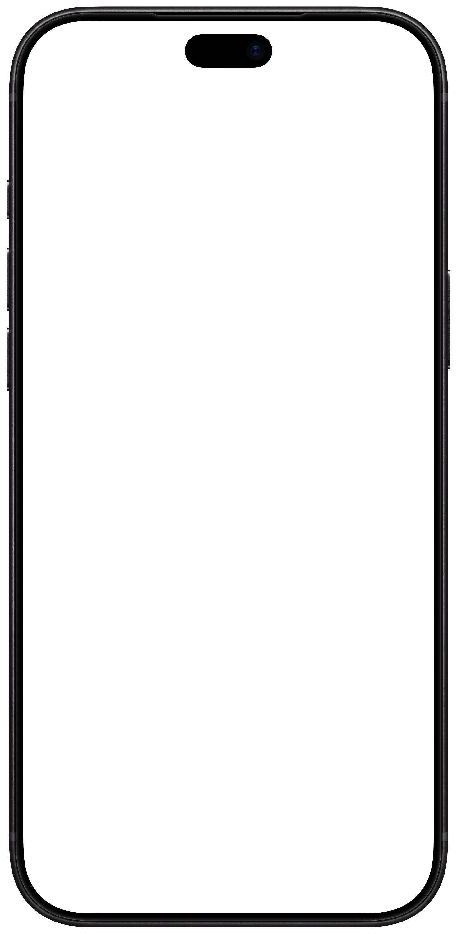 iPhone 18 Pro Max Black device frame, empty and transparent