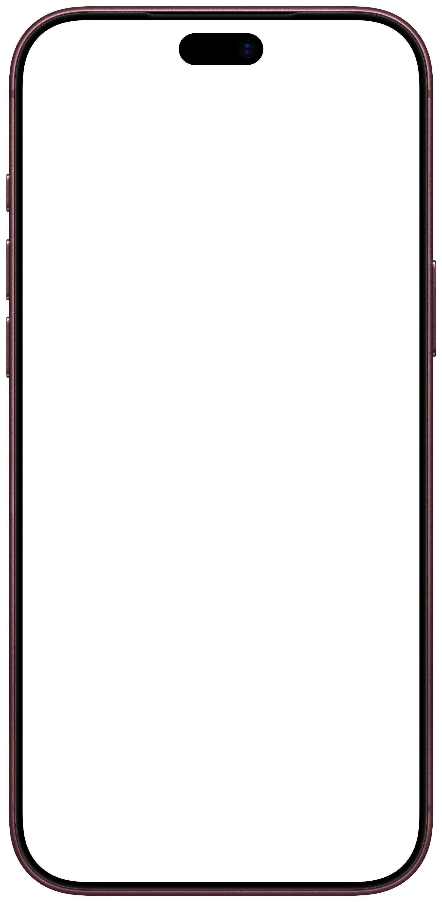 iPhone 18 Pro Max Burgundy device frame, empty and transparent