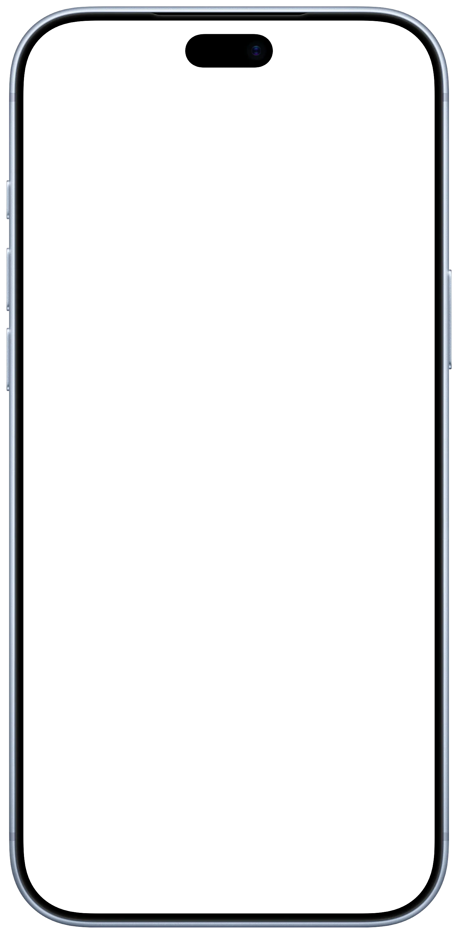 iPhone 18 Pro Max Glacier device frame, empty and transparent