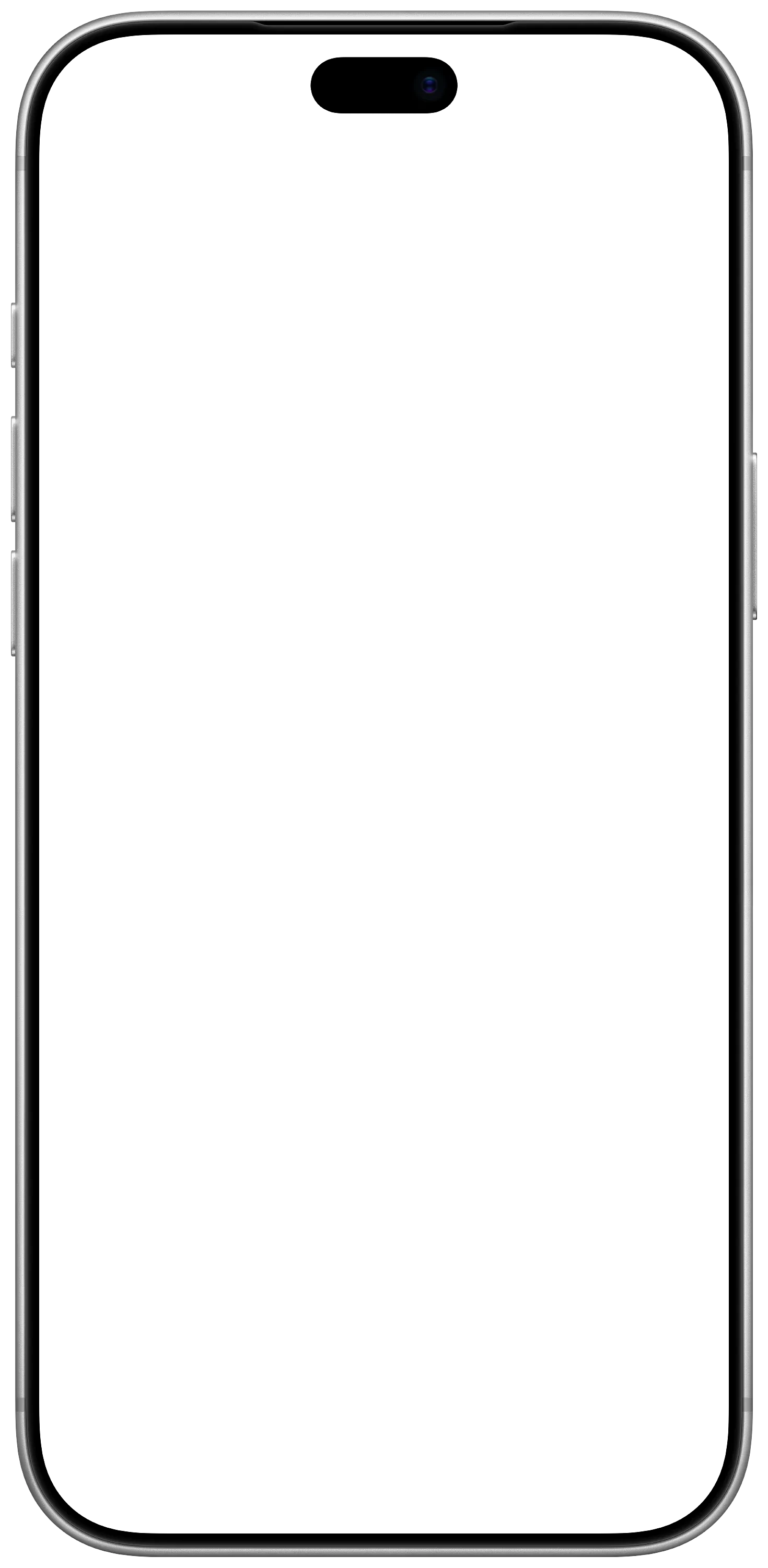 iPhone 18 Pro Max Silver device frame, empty and transparent